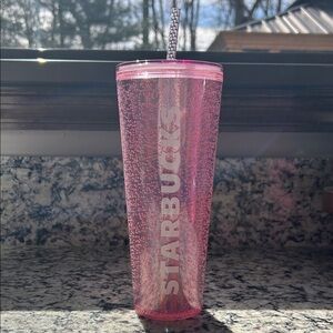 EUC Starbucks Pink mini bubbles Tumbler with Straw